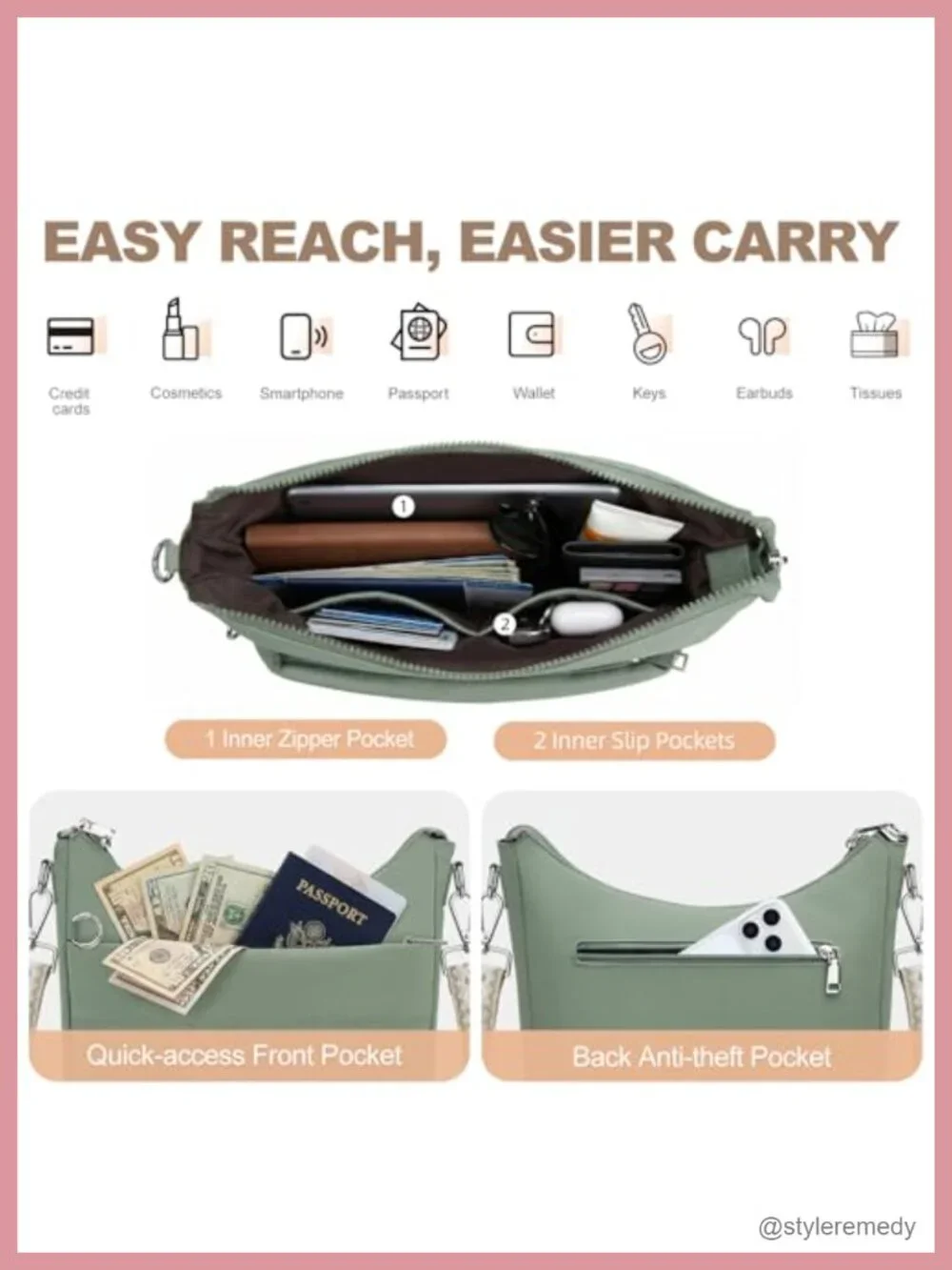 Anti-Theft Crossbody Hobo Bag RFID Blocking Quilted Nylon Puffer Purse Women